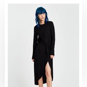 Black NWT Zara midi dress with knotted front